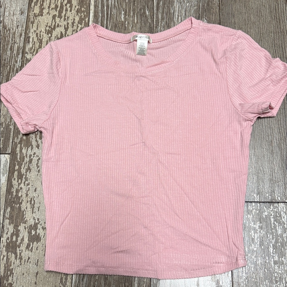 Bozzolo Soft Pink Ribbed Top